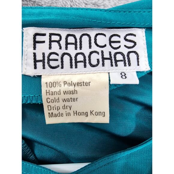 Vintage Frances Henaghan Wrap Tie Belted Long Sleeve Jumpsuit Size 8 Green Silky - Picture 11 of 15